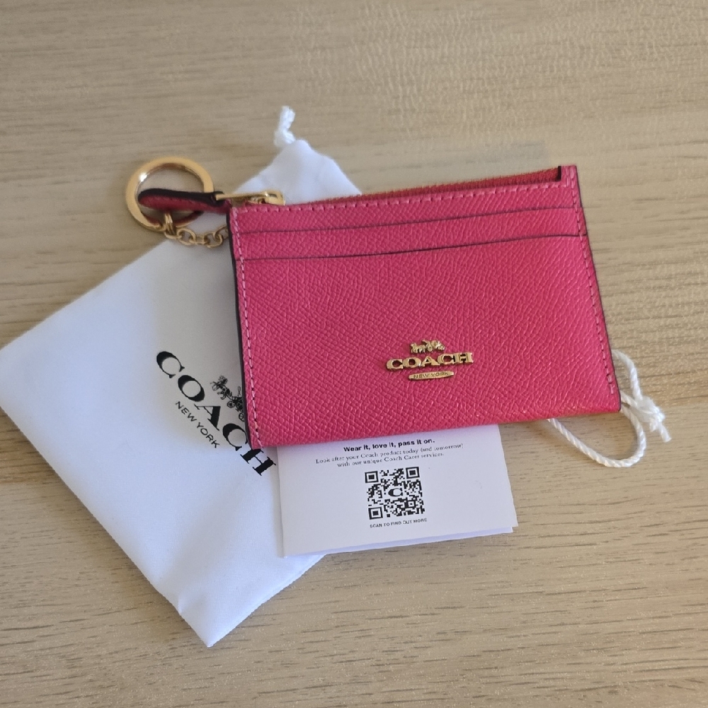 Coach Pink Card Holder Keychain